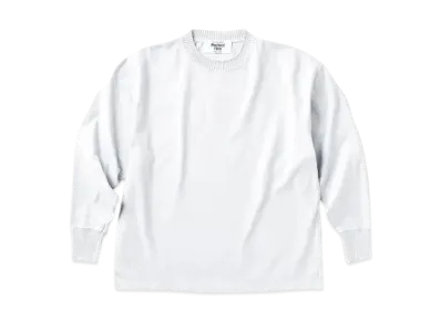 Perfect ribs Side Slit Long Sleeve T Shirt "Cloud White" PR434011