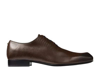 Jimmy Choo Prism Lace Up Lizard Print Leather "Coffee"