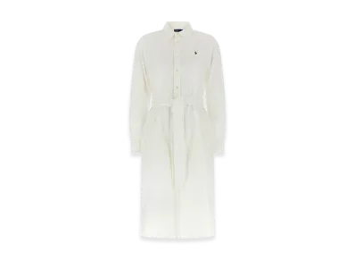Polo Ralph Lauren Women's Logo Embroidery Chemisier Dress "White"