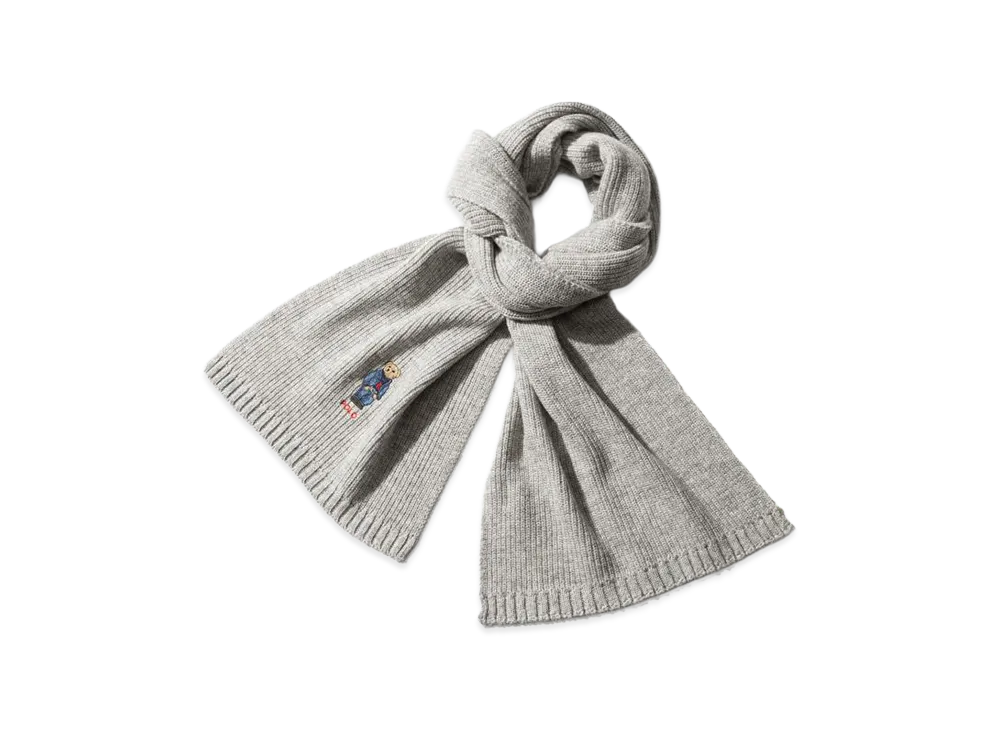 Polo Ralph Lauren Solid Denim Bear Scarf "Andover Hthr"