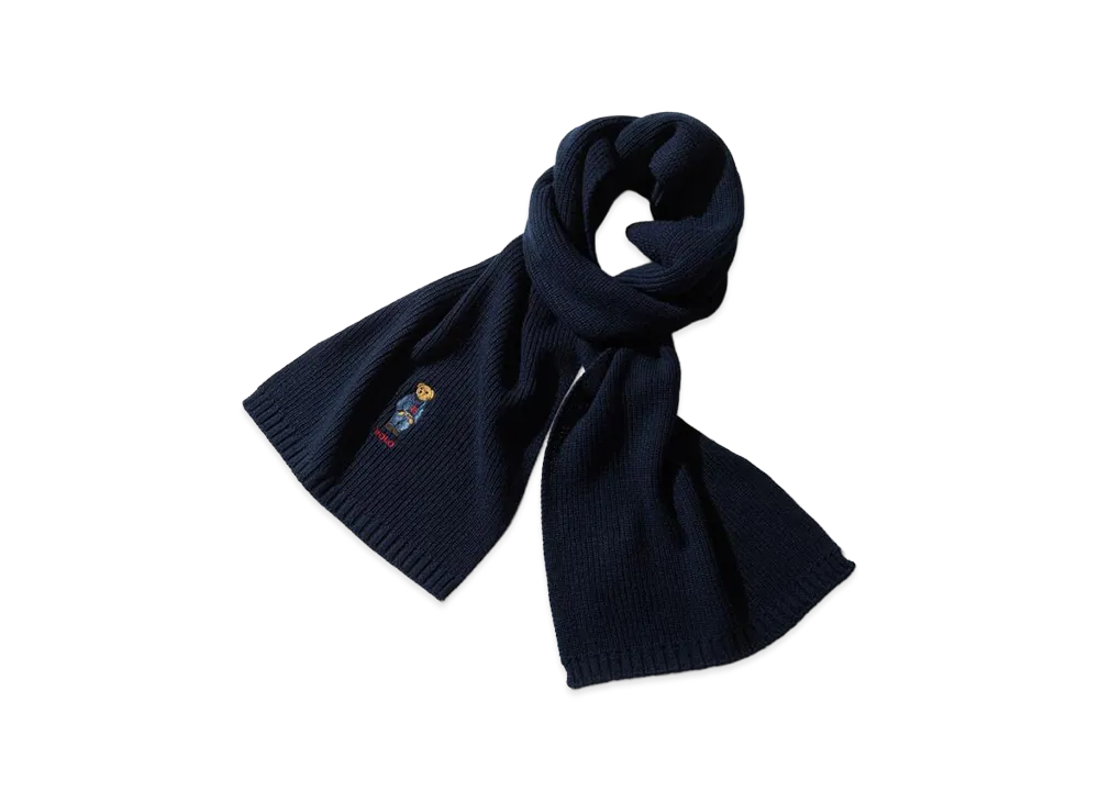 Polo Ralph Lauren Solid Denim Bear Scarf "Classic Navy"