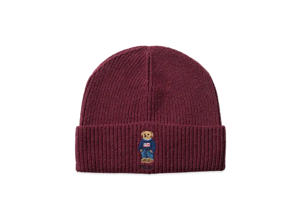 Polo Ralph Lauren Solid Flag Bear Beanie "Red Wine"