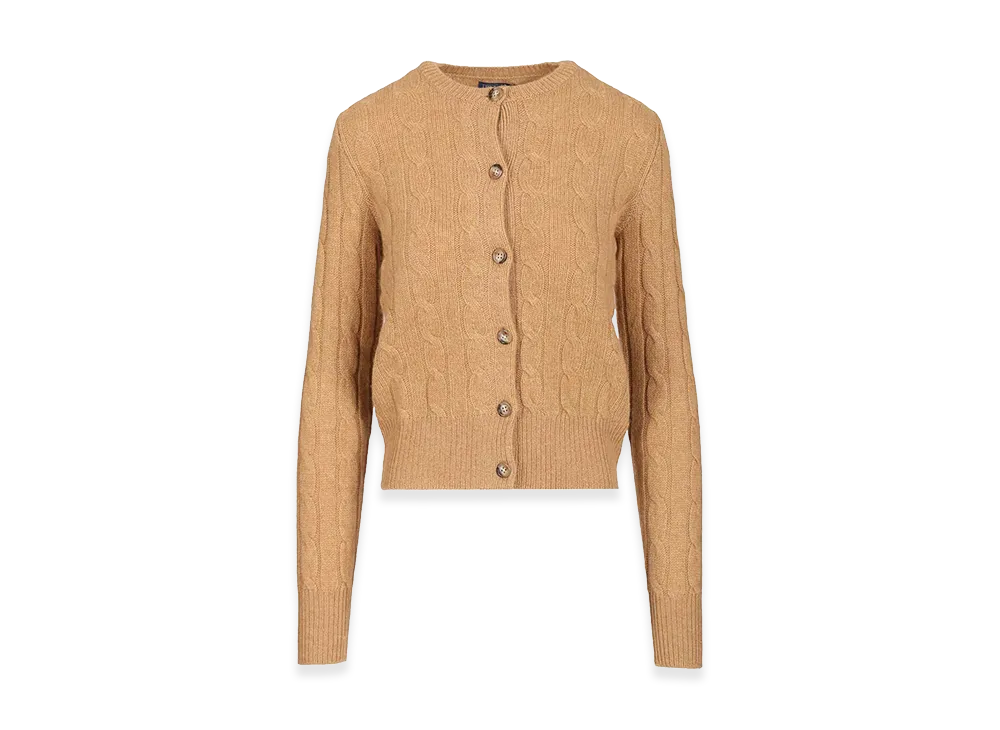 Polo Ralph Lauren Women's Cashmere Cable Knit Cardigan "Beige"