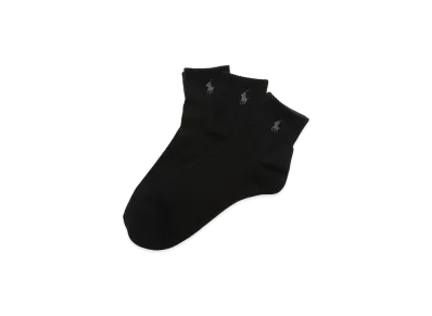 Polo Ralph Lauren One-Point Logo Ribbed Quarter Socks 3-Pack "Black"