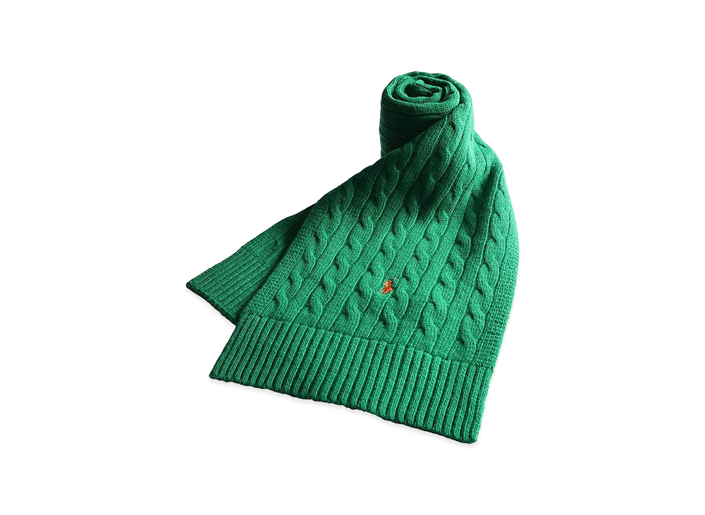 Polo Ralph Lauren One-Point Embroidery Knit Scarf "Green"