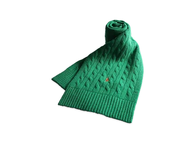 Polo Ralph Lauren One-Point Embroidery Knit Scarf "Green"