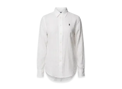 Polo Ralph Lauren Women's Shirt Long Sleeve Logo One-Point Regular Collar Linen Shirt "White"