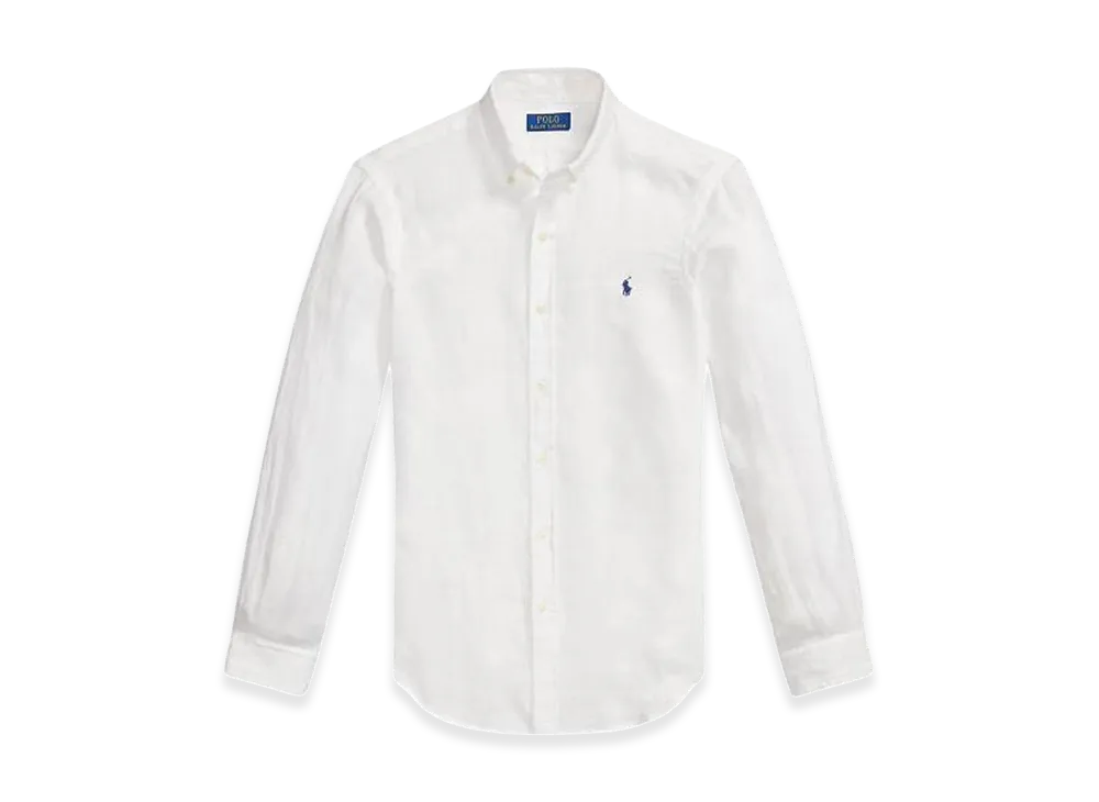Polo Ralph Lauren Shirt Long Sleeve Chest Logo Button-Down Linen Shirt "White"