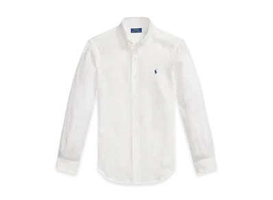 Polo Ralph Lauren Shirt Long Sleeve Chest Logo Button-Down Linen Shirt "White"