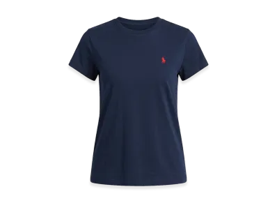 Polo Ralph Lauren Women's Logo One-Point Crewneck Cotton Short Sleeve T-Shirt "Navy"