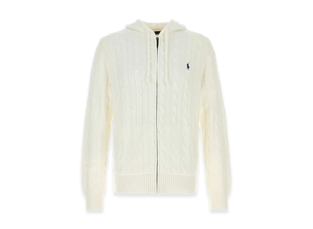 Polo Ralph Lauren Cable knit Cotton Hoodie "White"