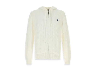 Polo Ralph Lauren Cable knit Cotton Hoodie "White"