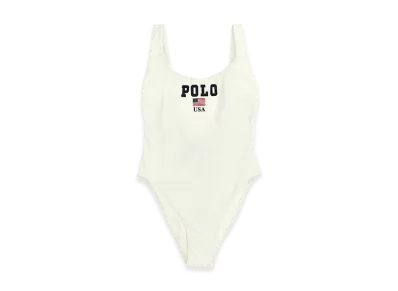 Polo Ralph Lauren Women's Polo One-Piece Swimsuit "White"
