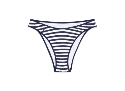 Polo Ralph Lauren Women's High Cut Bikini Bottoms "White/Navy"