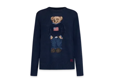 Polo Ralph Lauren Women's Polo Bear Cotton And Linen Sweater "Navy Blue"