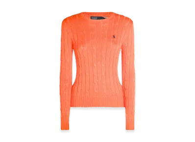 Polo Ralph Lauren Women's Cable-Knit Slim Fit Cotton Crewneck Sweater "Orange"