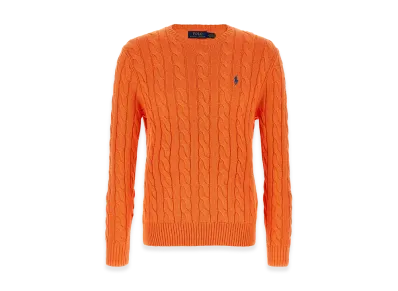 Polo Ralph Lauren Cotton Braided Sweater "Orange"