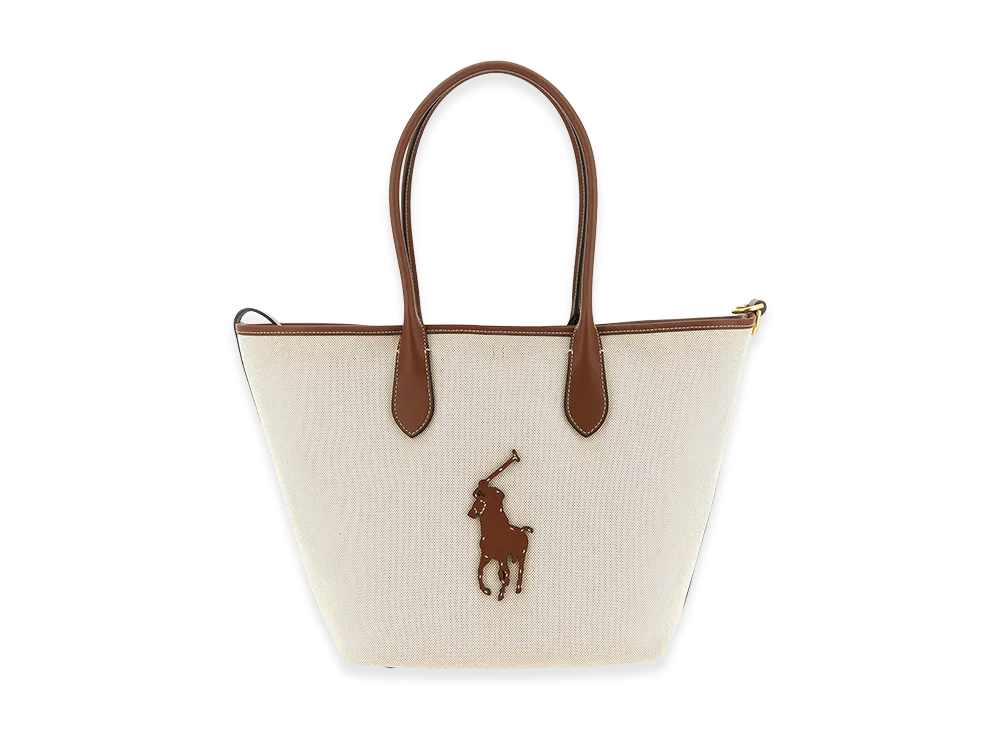 Polo Ralph Lauren Women's Canvas Shopping Bag With Front Logo Patch "White"
