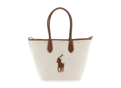 Polo Ralph Lauren Women's Canvas Shopping Bag With Front Logo Patch "White"