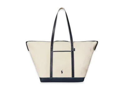 Polo Ralph Lauren Women's Canvas Travel Bag With Leather Profiles "White"