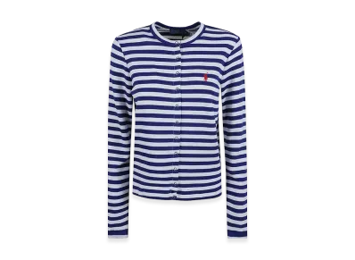 Polo Ralph Lauren Women's Striped Cotton Mixed Sweatshirt "Dark Blue"