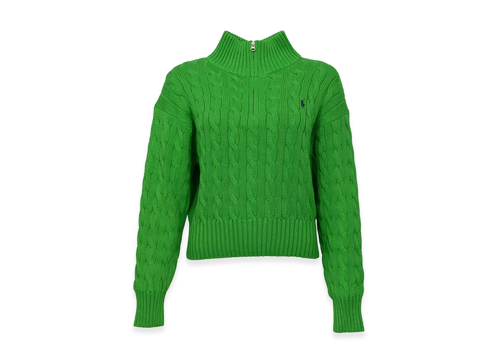 Polo Ralph Lauren Women's Woven Cotton Sweater With Zip "Green"