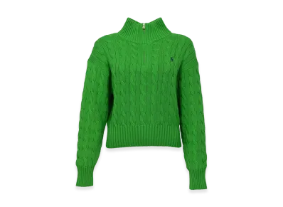 Polo Ralph Lauren Women's Woven Cotton Sweater With Zip "Green"