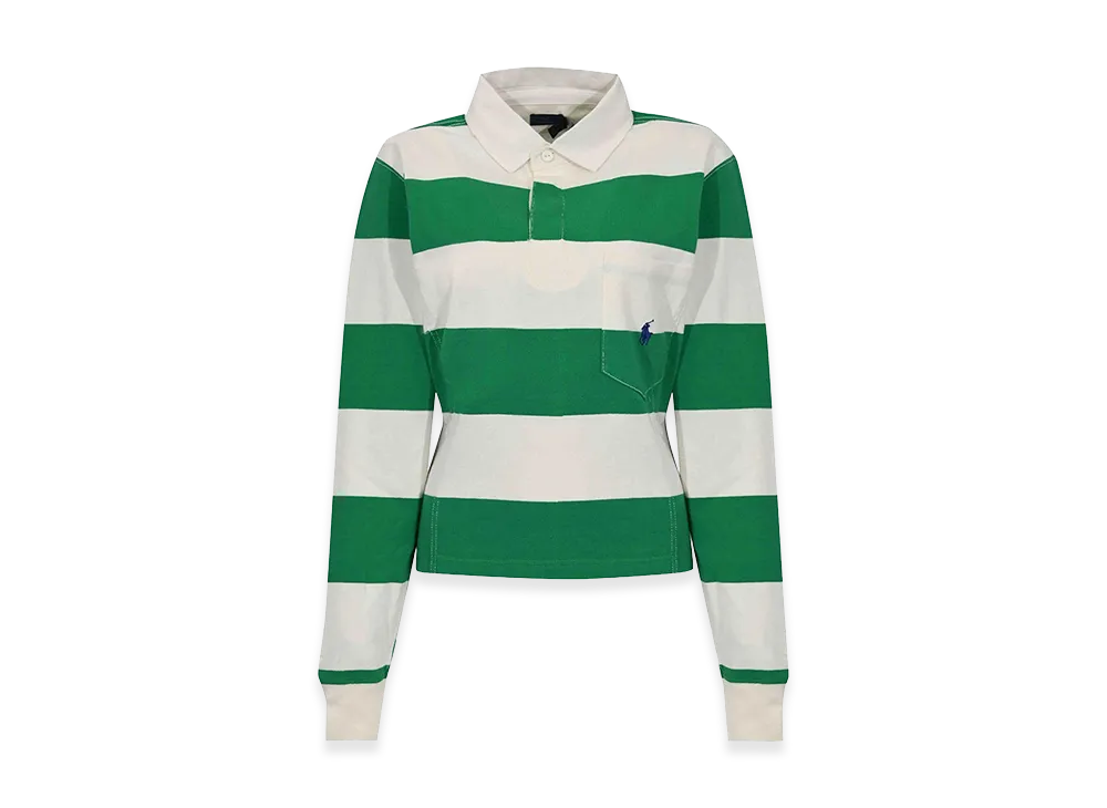 Polo Ralph Lauren Women's Long Sleeve Polo Shirt In / Cotton "Green/White"