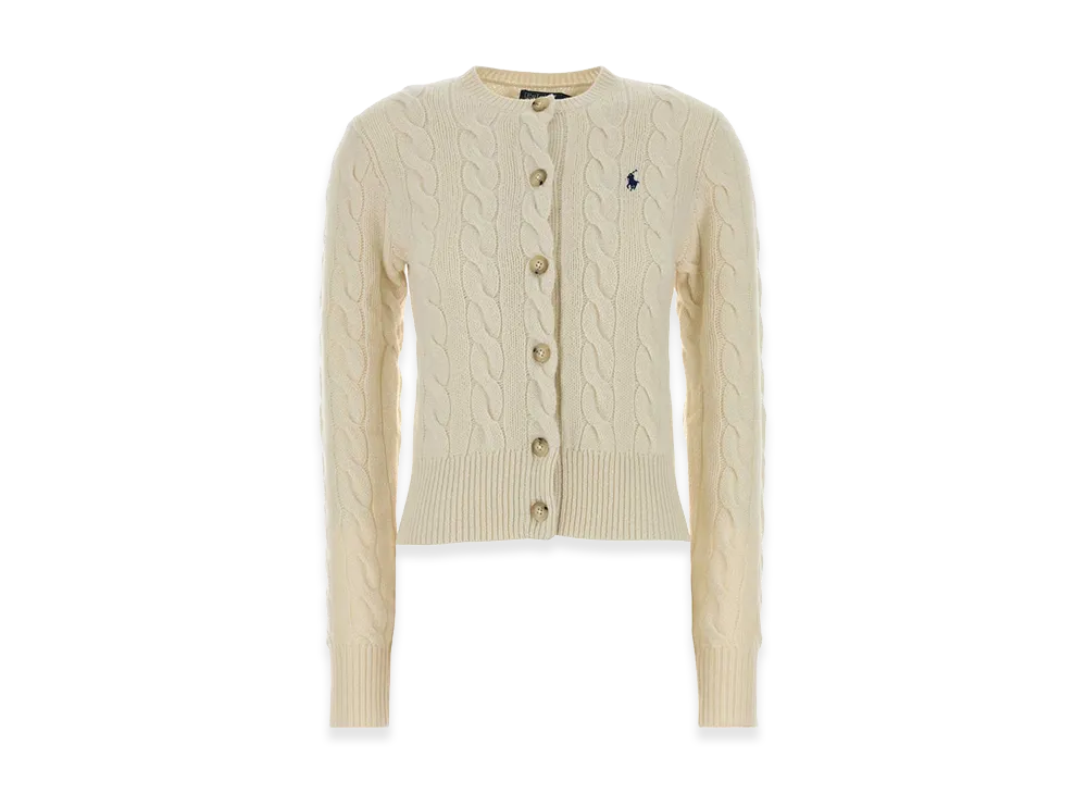 Polo Ralph Lauren Women's Cable-Knit Cardigan In Wool And Cashmere "White"