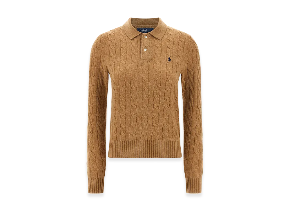 Polo Ralph Lauren Women's Cable-Knit Wool And Cashmere Polo Jumper "Blue"
