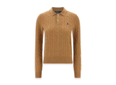 Polo Ralph Lauren Women's Cable-Knit Wool And Cashmere Polo Jumper "Blue"
