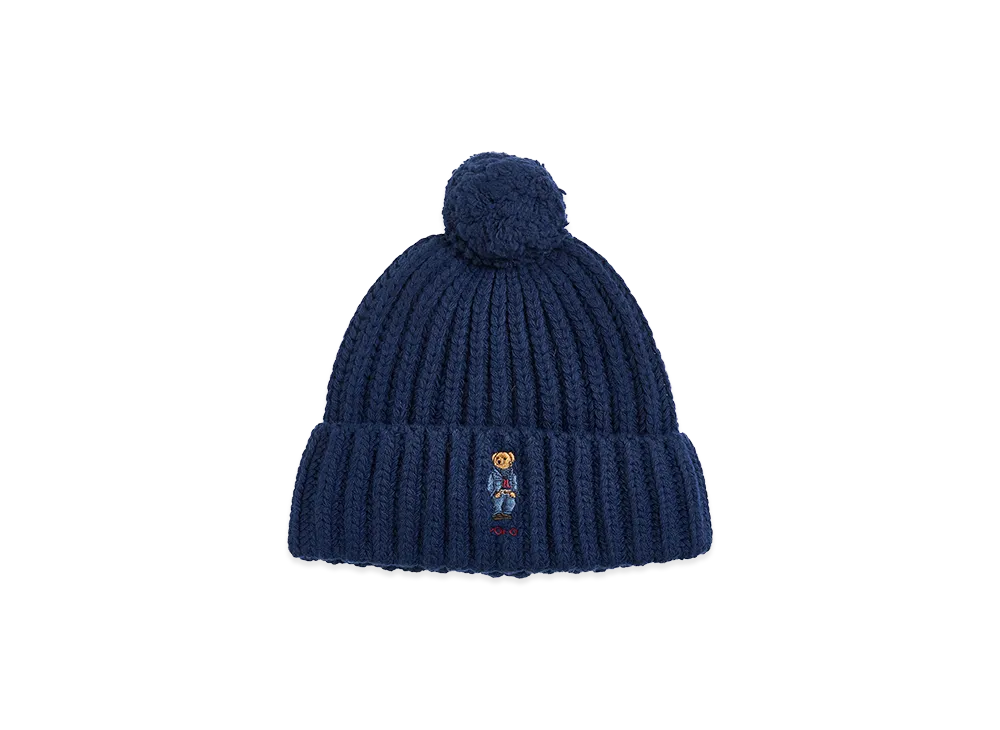 Polo Ralph Lauren Women's Polo Bear Ribbed Pom-Pom Beanie "White"