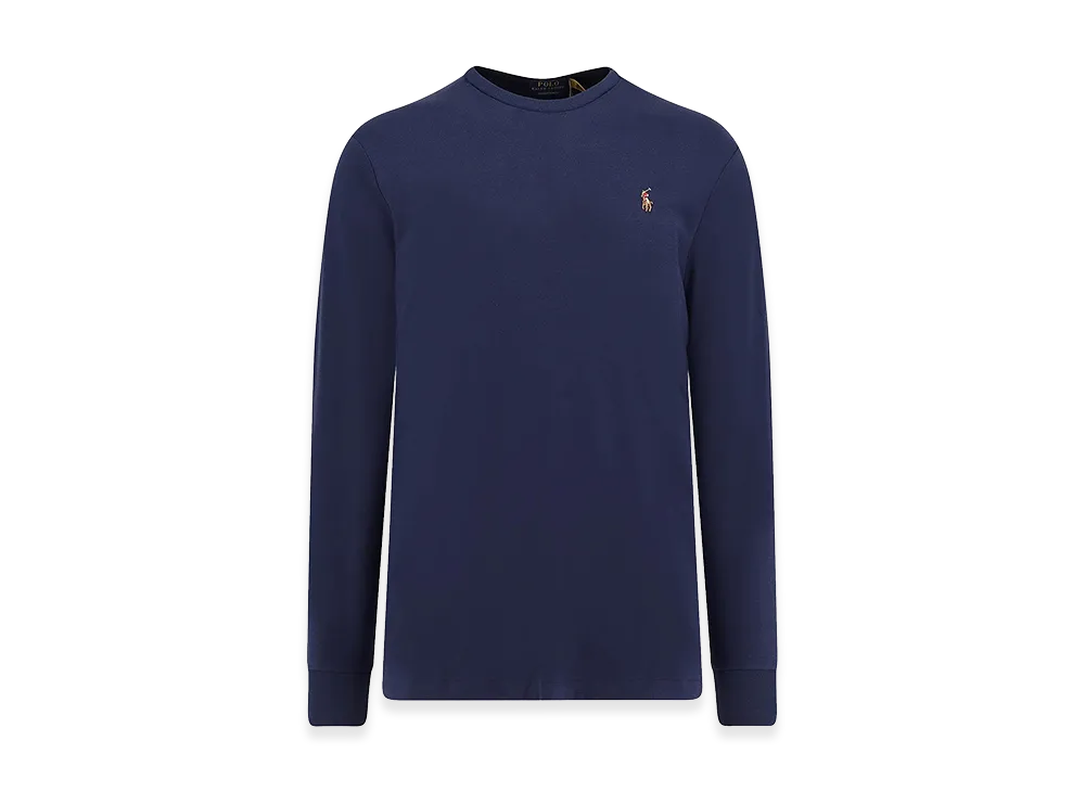 Polo Ralph Lauren Cotton T-Shirt With Iconic Embroidery "Dark Blue"