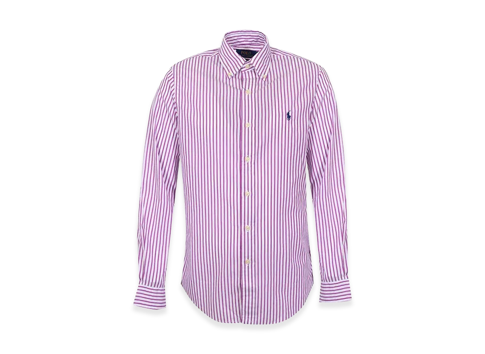 Polo Ralph Lauren Violet Striped Cotton Poplin Shirt "White"