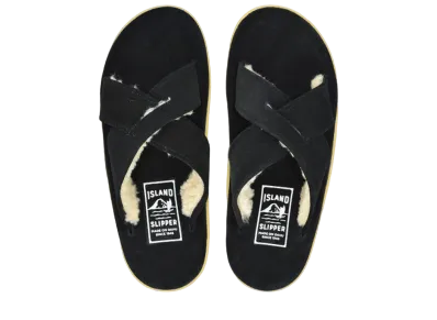 ISLAND SLIPPER Classic Slide + Mouton "Black Suede" PT223MOU