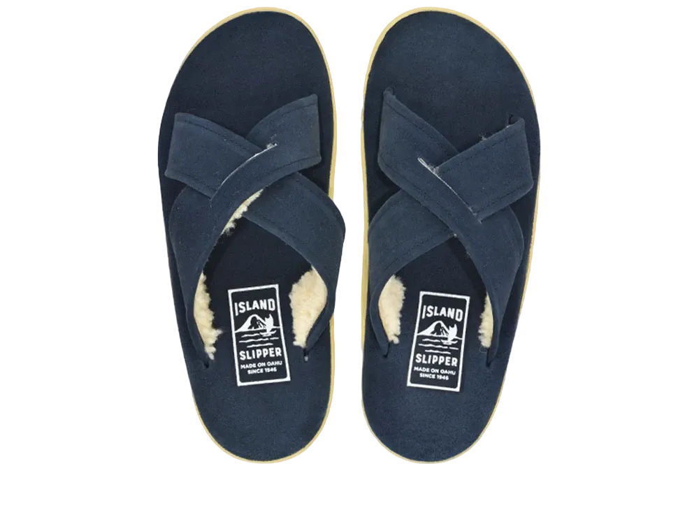 ISLAND SLIPPER Classic Slide + Mouton "Navy Suede" PT223MOU