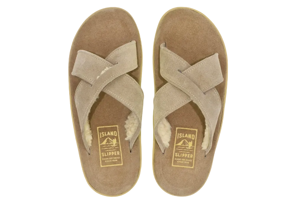 アイランドスリッパ クラシック スライド+ムートン "トープスエード" PT223MOU