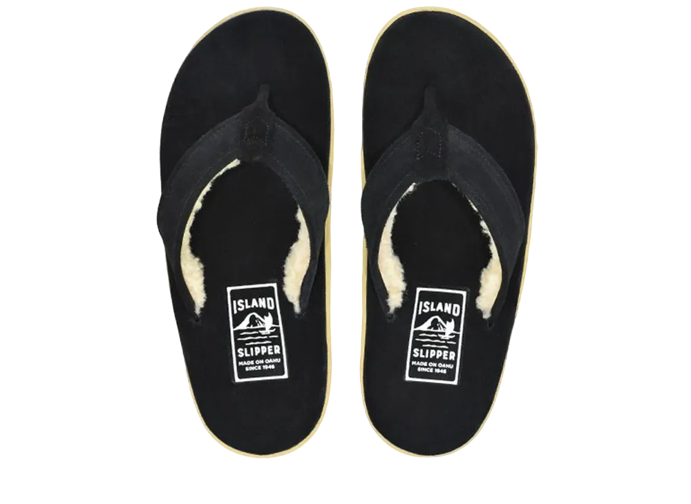 ISLAND SLIPPER Classic Suede + Mouton "Black Suede" PT903MOU