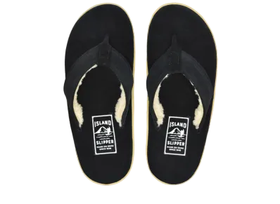 ISLAND SLIPPER Classic Suede + Mouton "Black Suede" PT903MOU