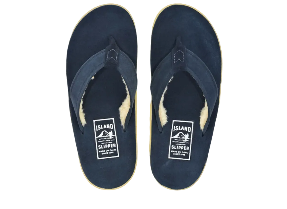 ISLAND SLIPPER Classic Suede + Mouton "Navy Suede" PT903MOU
