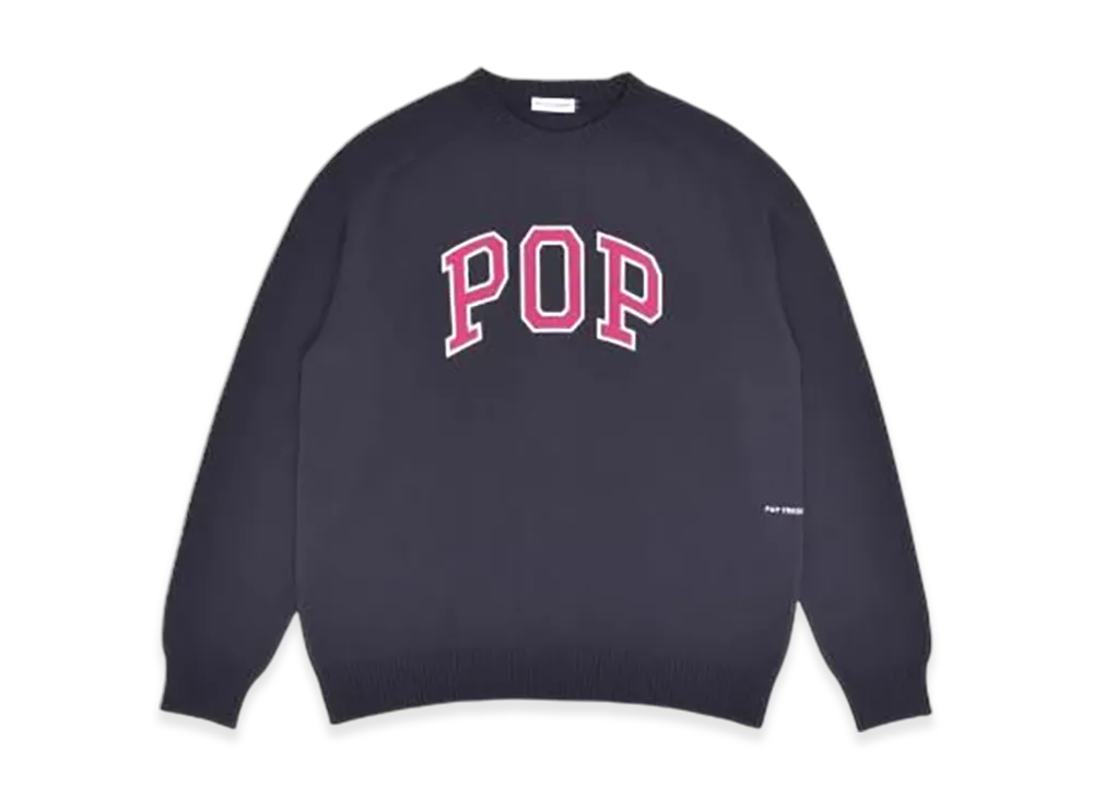 POP TRADING COMPANY Pop Arch Knitted Crewneck "Anthracite/Raspberry"