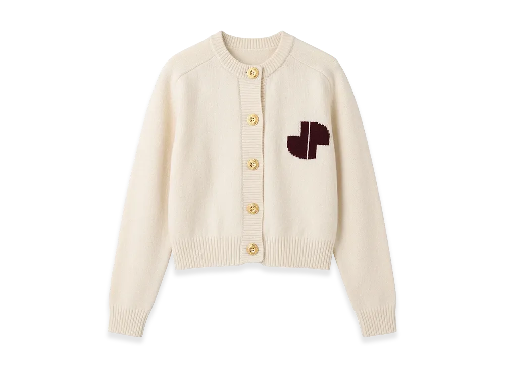PATOU Women's Jp Intarsia Cardigan "White"