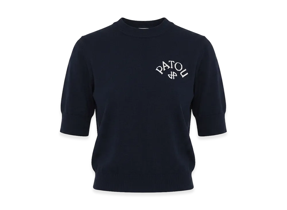 PATOU Women's Bow Collar Sweater "Dep Sea Blue"