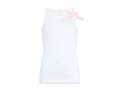 PATOU Women's Bow-Detail Cotton Tank Top "White"