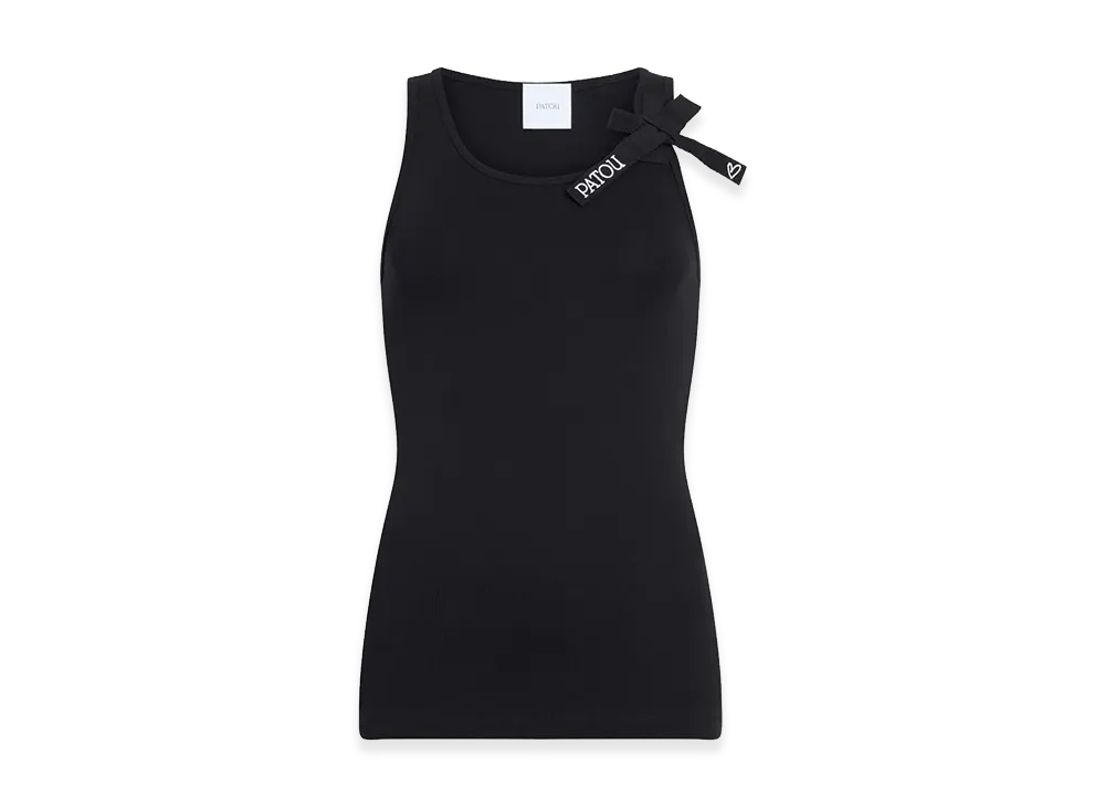 PATOU Women's Bow-Detail Cotton Tank Top "Black"