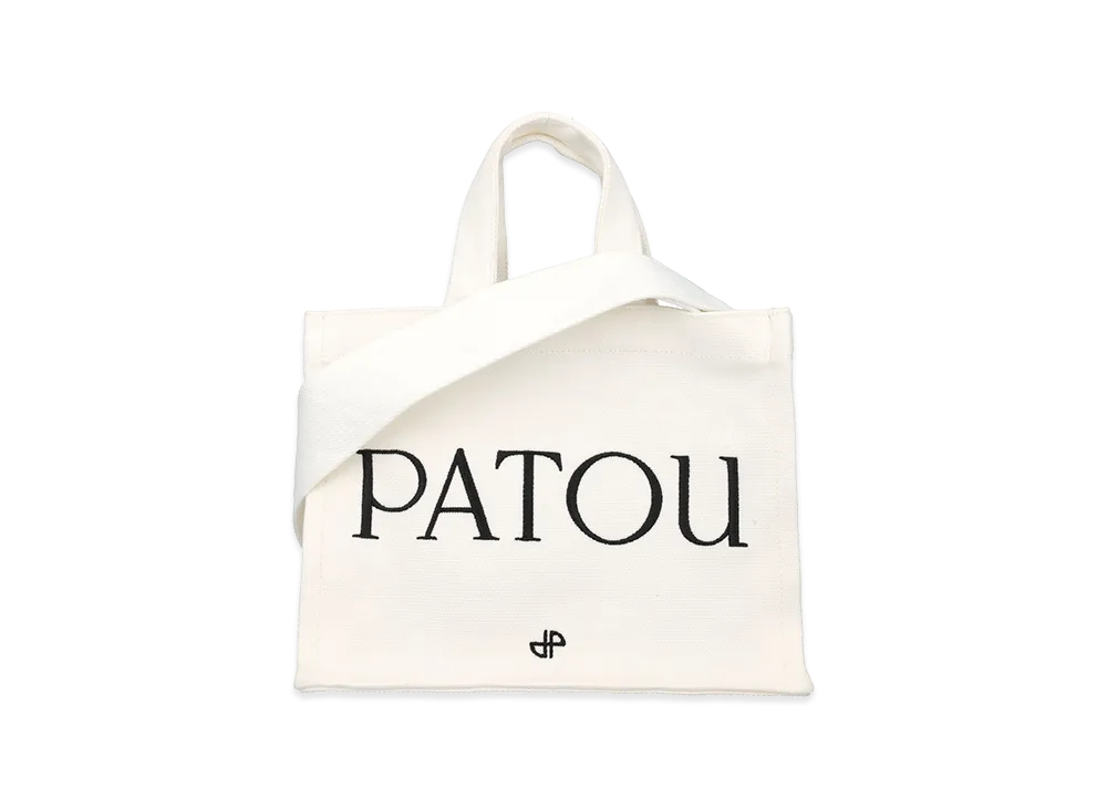 PATOU Women's Canvas Small Tote Shopping Bag "White"