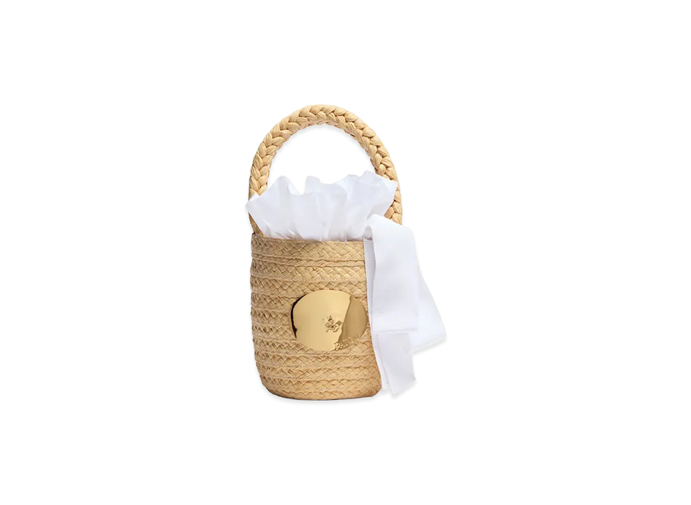 PATOU Women's Iconic Raffia Bucket Bag "White"