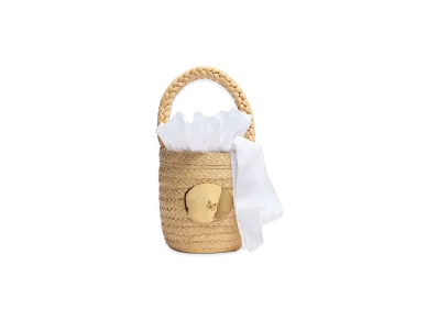 PATOU Women's Iconic Raffia Bucket Bag "White"