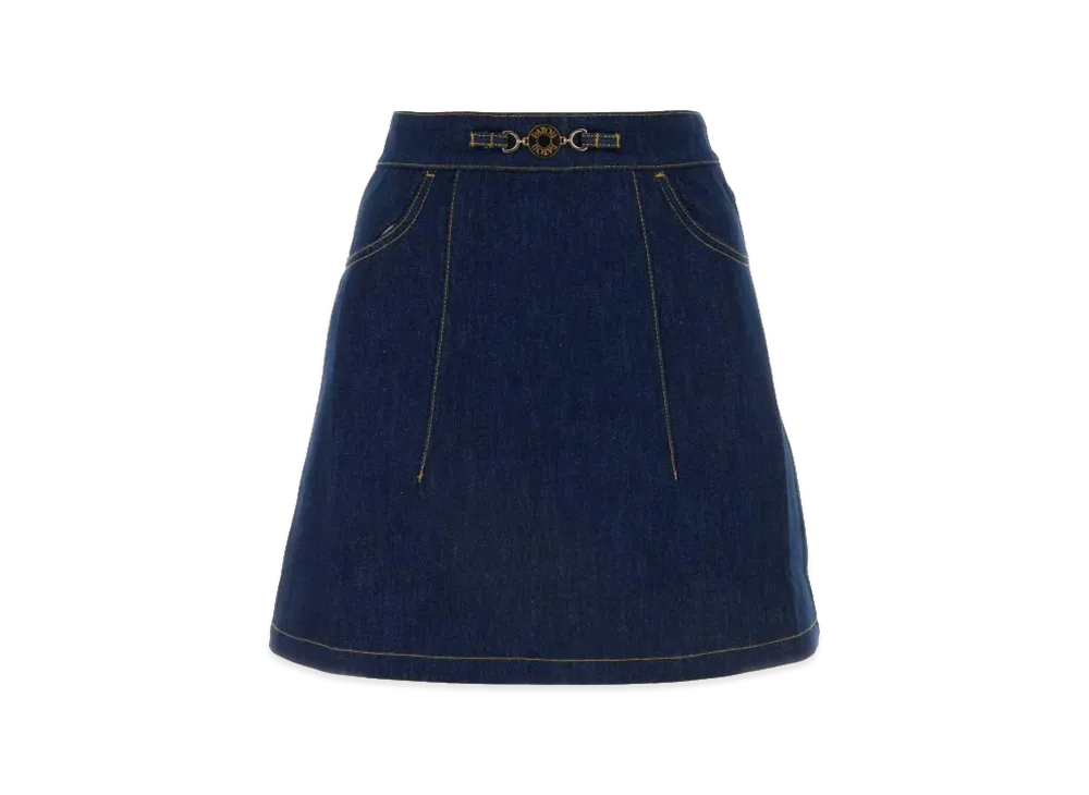 PATOU Women's Logo Buttoned Denim Skirt "Blue"