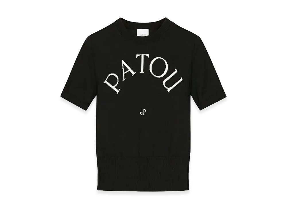 PATOU Eco-Friendly Cotton Blend Patou Jacquard Knit Top "Black"